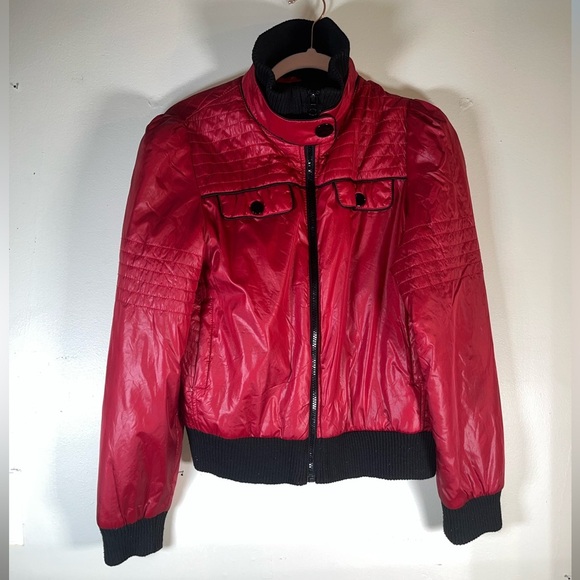 Xhilaration Jackets & Blazers - Xhilaration Red Bomber Jacket with Black Trim